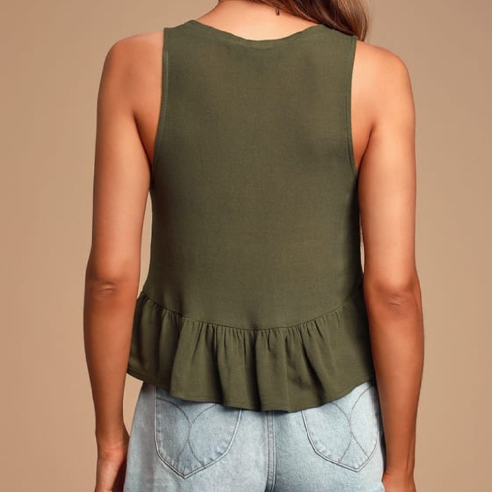 Lulus San Simeon Olive Green Cropped Tank Top - Picture 3 of 8